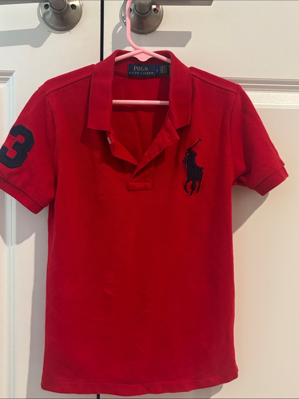Polo by Ralph Lauren Kids Red Polo with Navy Embroidery